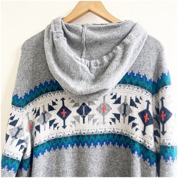 American Eagle Outfitters Southwest Print Grey Hoodie Sweater Crew Neck Men's L - Picture 8 of 10
